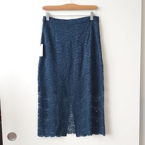 Aritzia Babaton Wilbur Lace Blue Pencil Skirt 8